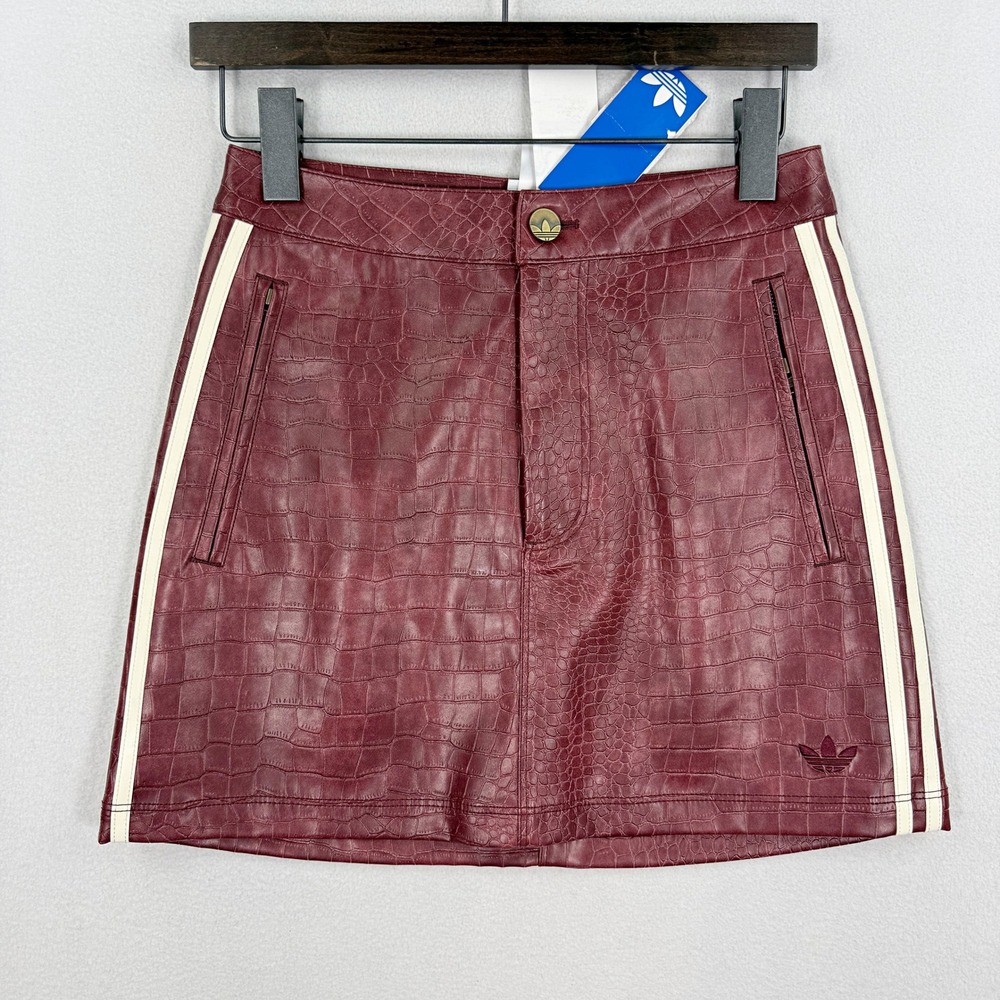 Adidas Pleather Skirt 'Maroon' / Size 4 / KD8785, NEW